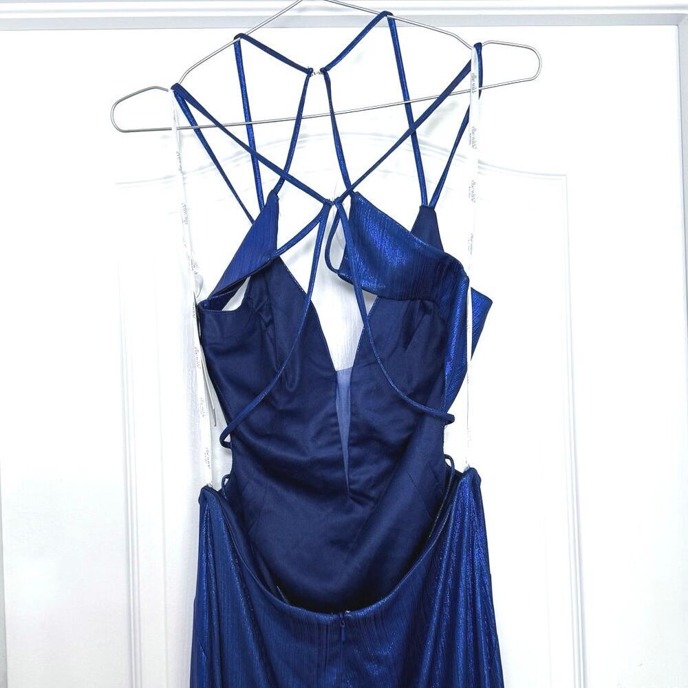 Ellie Wilde By Mon Cheri Metallic Blue Mermaid Prom Dress 10 Bridesmaid NEW - Picture 9 of 10